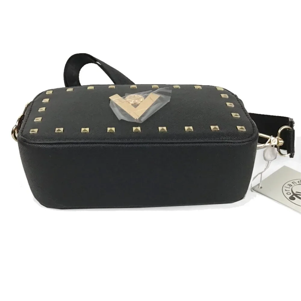 VALENTINO ORLANDI Studded Double Zip Crossbody Camera Bag Purse